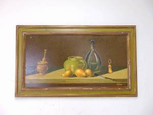 lot 47 image: Vintage Original Still Life Oil Painting Framed & Signed by Artist Orion