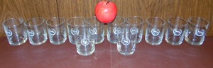 lot 421 image: Set of 12 Lowball Vintage Glasses with S on Front