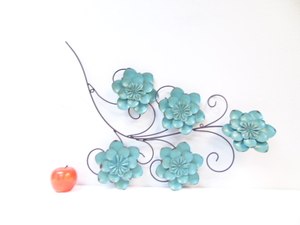 lot 415 image: Teal and Black Floral Vine Metal Wall Art - Home Goods