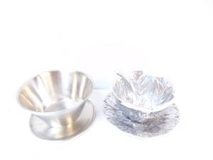 lot 587 image: Vintage Cast Aluminum Saucer, Cup, and Spoon  Leonard Stainless Steel Bowl