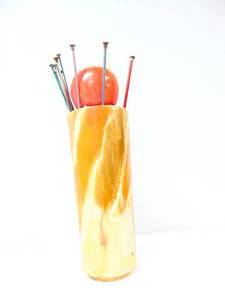 lot 599 image: Vintage Ceramic Vase and Metal Knitting Needles