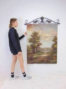 lot 153 image: Handpainted Wrought Iron Hanging Tapestry