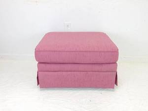 lot 471 image: Pink Ottoman with Wood Legs