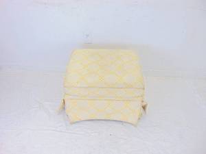 lot 473 image: Best Chairs INC. YellowWhite Patterned Ottoman with Metal Base