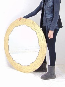 lot 25 image: Large Irregular Contemporary Gold Leaf Mirror 40 Diameter