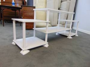 lot 120 image: Mainstays No Tools Assembly TV Stand for TVs up to 40, White