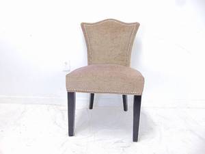 lot 65 image: Vintage Upholstered Wing Back Armless Chair with Floral Pring on Back