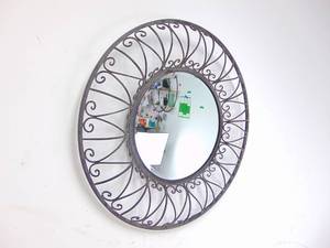 lot 310 image: 33 Round Metal Framed Wall Mirror