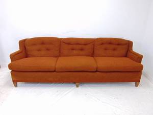 lot 73 image: Mid Century Sofa with Removable Cushions- Burnt Orange