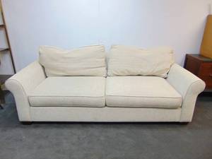 lot 163 image: POTTERY BARN Beige Classical Sofa
