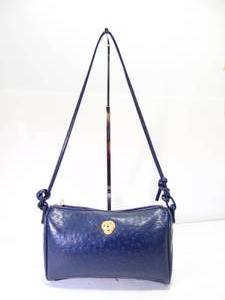lot 221 image: Vintage Bueno Ostrich Pattern Royal Blue Crossbody- 1980s
