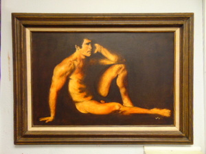 lot 1 image: Original Nude Male Oil Painting Framed Signed Anson, 1976