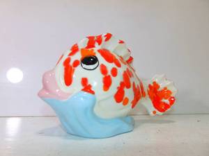 lot 231 image: Vintage Signed Ceramic Fish Planter