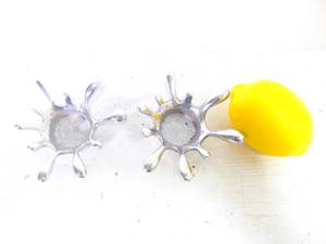 lot 232 image: Pair of Vintage Mexican Alluminum Splash Candle Holders-90s