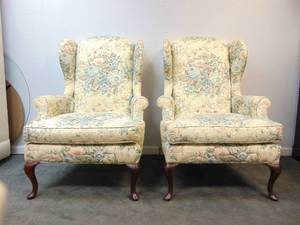 lot 498 image: Pair of Pearson Wingback Chairs Vintage
