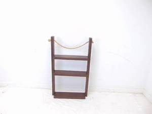 lot 488 image: Wood Wall Shelf- Three Tier with Rope Detail