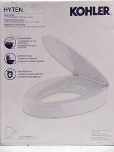 lot 184 image: KOHLER Hyten Elevated Quiet-Close Elongated Toilet Seat in White