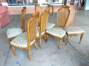 lot 10 image: Set of 6 Vintage DREXEL Cane Back Dining Chairs