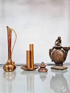 lot 36 image: Cool Lot with Vase and Copper  Copper Tone Items