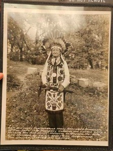 lot 47 image: Vintage Black and White Photograph of Native American Warrior Many Arrow