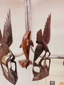 lot 66 image: Wood Carved Figurines- Rosewood and Walnut