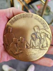 lot 86 image: Presidents Cabinet Set of 3 Solid Brass Plaques