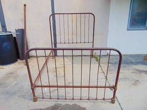 lot 303 image: Antique Iron Full Size Bed Frame