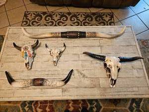 lot 311 image: Beautiful Collection of Cow SkullsHorns- Western Wall Decor