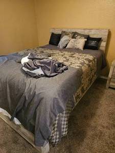 lot 412 image: Bed, Bed Frame and Sheets  Comforter