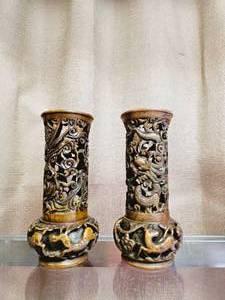 lot 192 image: Pair of Asian Vases- Carved Stone