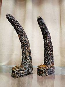 lot 193 image: Pair of Asian Carved Stone Horns
