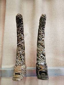 lot 194 image: Pair of Asian Carved Stone Horns #2