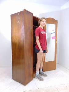 lot 165 image: Vintage Art Deco Armoire Wardrobe Closet in the Style of Lebus Furniture