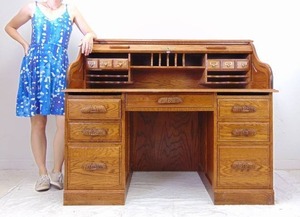 lot 168 image: OAK Rolltop Desk by Manor Oak