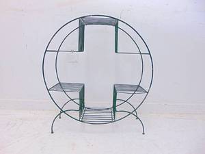 lot 169 image: Vintage Mid Century Circular and Cross Wire Metal Shelf