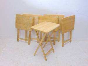 lot 559 image: Large Set of TV Trays- Natural Finish Set of SIX