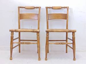 lot 175 image: Pair of Vintage Antique Side Chairs with Wicker Seats (Sturdy and Cute)