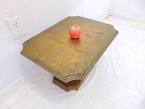 lot 569 image: Vintage Wood Pedestal AccentSide Table Sits Low and Gold Leafed