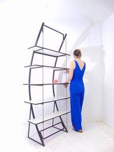 lot 422 image: Vintage Curved Metal and Laminate Top Shelving Unit