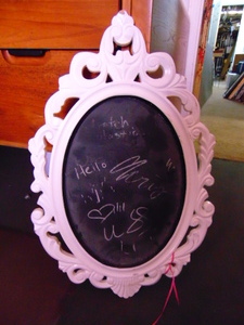 lot 295 image: HOBBY LOBBY French Style Oval Framed Chalk Sign- Retailed for $49.99