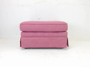lot 382 image: Vintage Pink Ottoman with Wood Legs