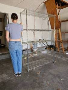lot 341 image: Metal Wire Shelves and Plastic Shelves for Garage