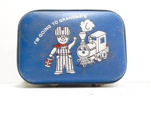 lot 116 image: Vintage Luggage Im Going To Grandmas TRAIN Conductor Hard Shell Traincase c. 1970s
