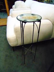 lot 474 image: Vintage Pressed Flowers Top Metal Plant Stand