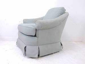 lot 425 image: Mid Century Swivel Chair with Protective Covers- BlueGrey Color