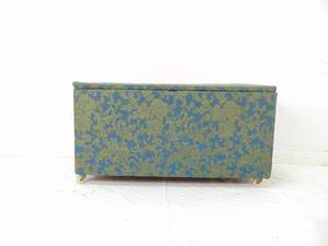 lot 431 image: Vintage Upholstered Hope Chest with Wood Paneling on the Inside- BlueGold