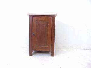 lot 436 image: Antique Cabinet with Stone Top and Lionhead Hardware- Would Make a Nice End Table or Nightstand