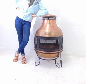 lot 439 image: Better Homes and Gardens 39 Tall Copper Hammered Chiminea Fire Pit New or Like New