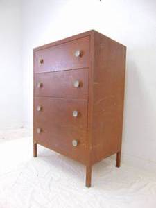 lot 123 image: Vintage Steel Simmons Antique Tall boy Dresser- METAL