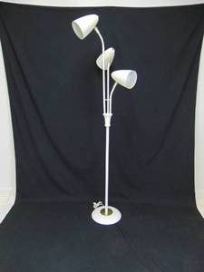 lot 126 image: Vintage Mid Century White Three Light Floor Lamp Working